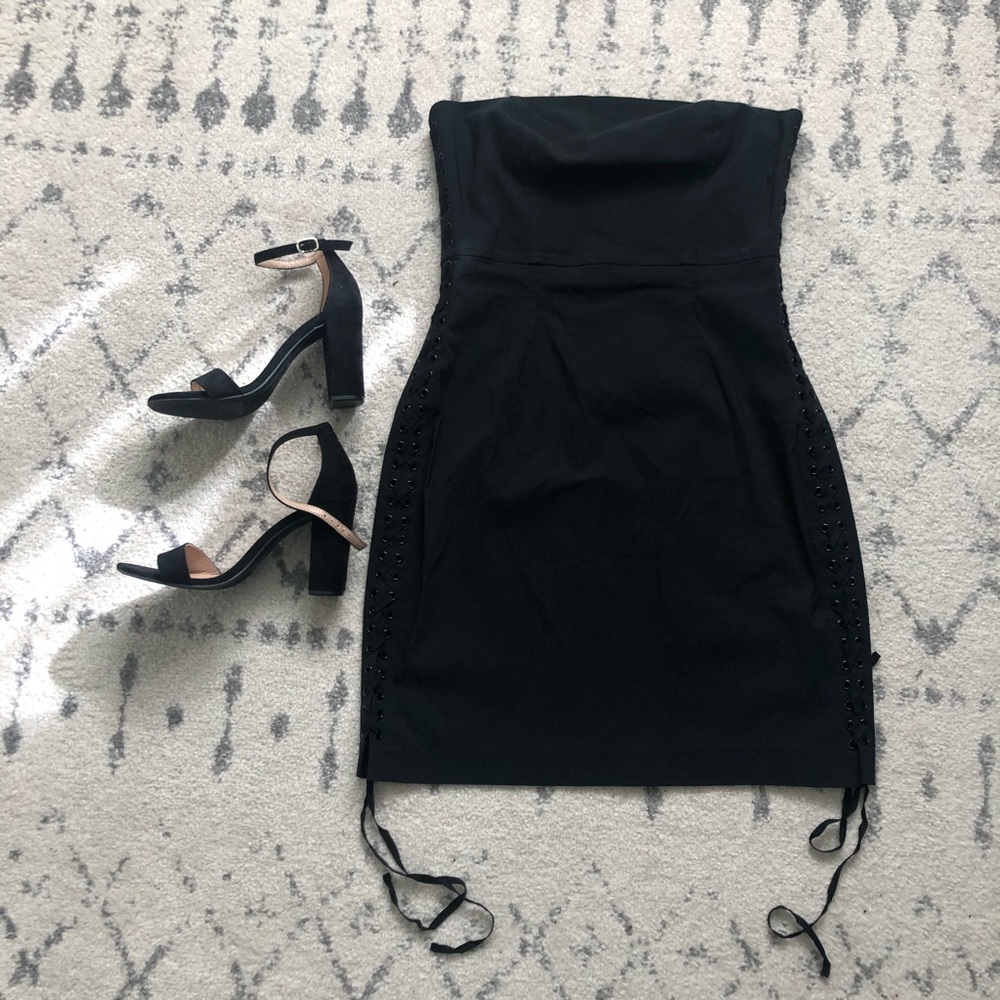 Express Lace Up Black Mini Dress *NWT*